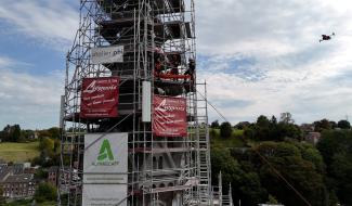 Le GRIMP à l'assaut de l'église Saint-Fiacre pour sauver un ouvrier