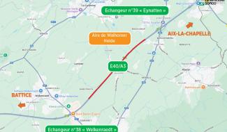 Travaux sur l’E40/A3 : circulation réduite entre Welkenraedt et Eynatten