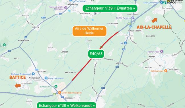 Travaux sur l’E40/A3 : circulation réduite entre Welkenraedt et Eynatten